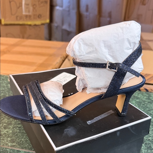 Nina Black Glitter Strappy Heels ( WIDE) - Picture 3 of 5